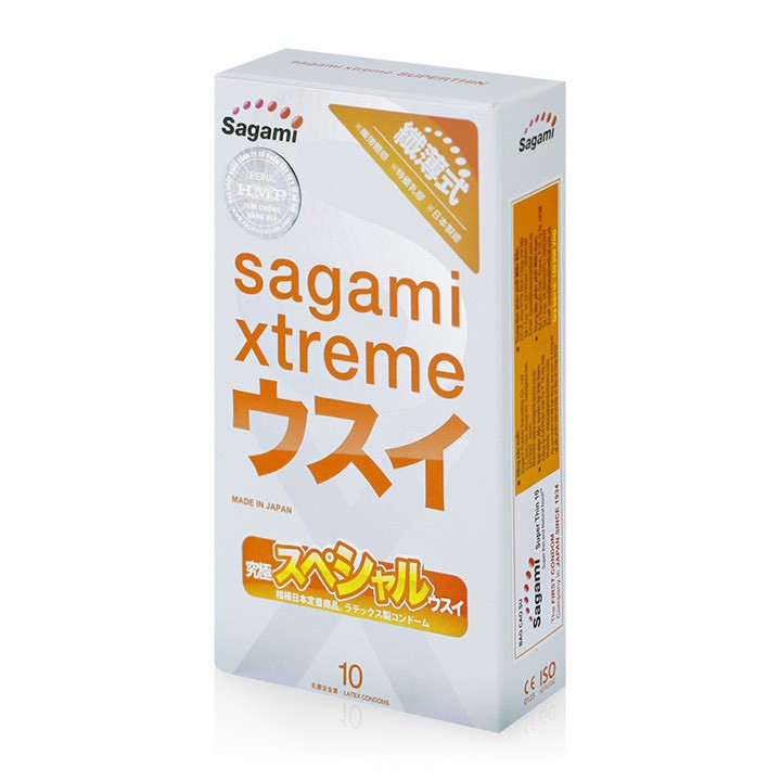 (Hộp 10 chiếc) Bao cao su Sagami Superthin Nhật Bản - Siêu Mỏng - Kiểu truyền thống