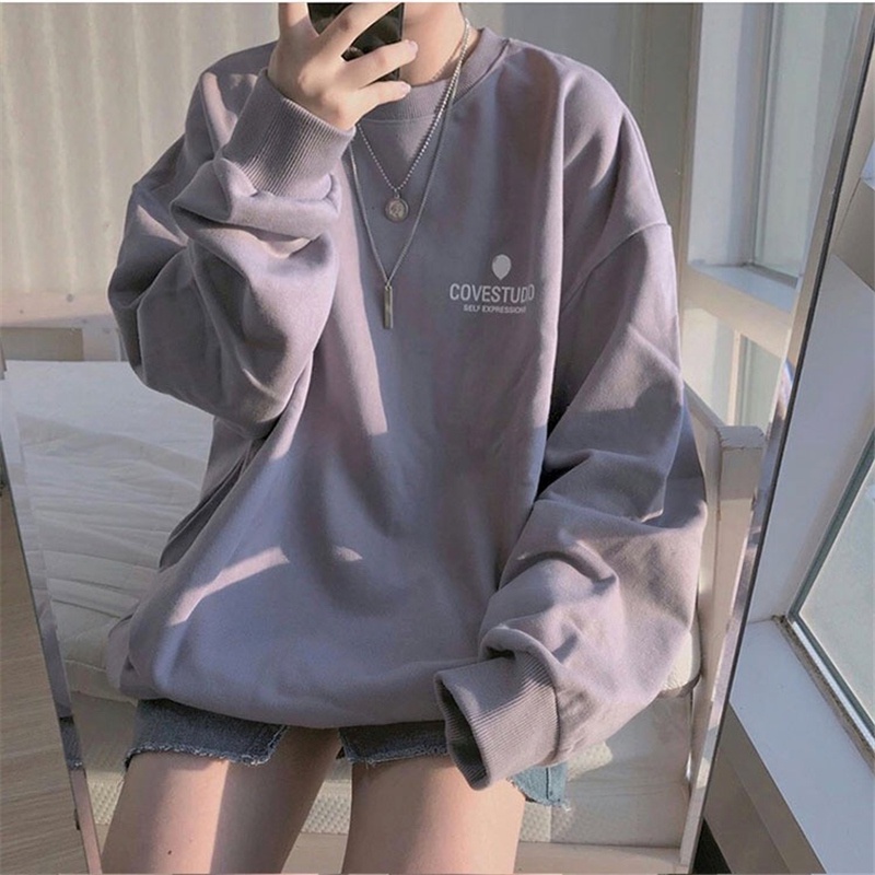 Áo Sweater Tay Dài Cổ Tròn Dáng Rộng Phong Cách Thời Trang Hàn Quốc Cho Nữ | BigBuy360 - bigbuy360.vn