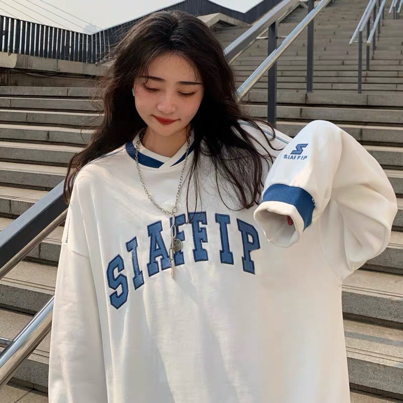 Áo sweater cổ tim SIA  chất nỉ ngoại mềm đẹp, rua vai, bo dệt, cổ tim, from to nam nữ mặc được