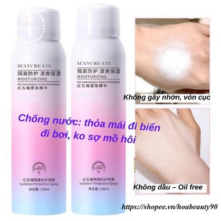 Xịt chống nắng trắng da Maycreate 150ml hàng nội địa Trung