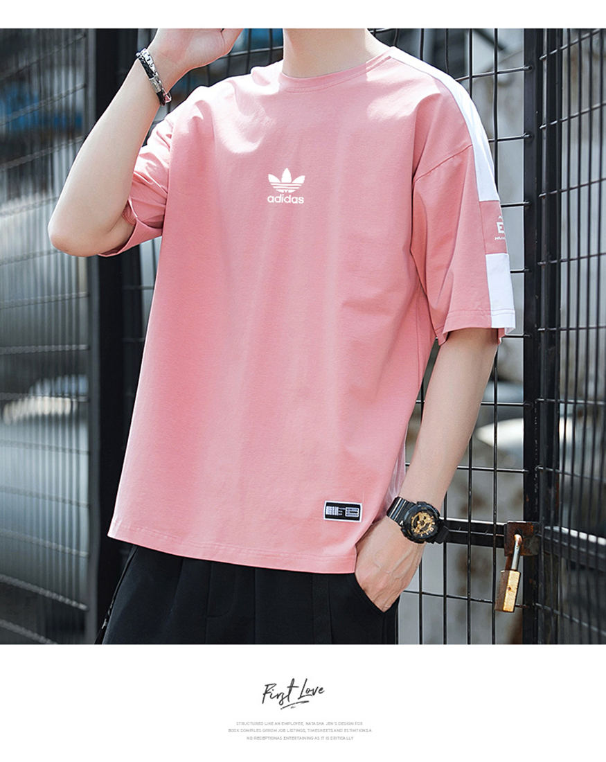 Round Neck Short Sleeve Male T-shirt With Stylish Fashion Print