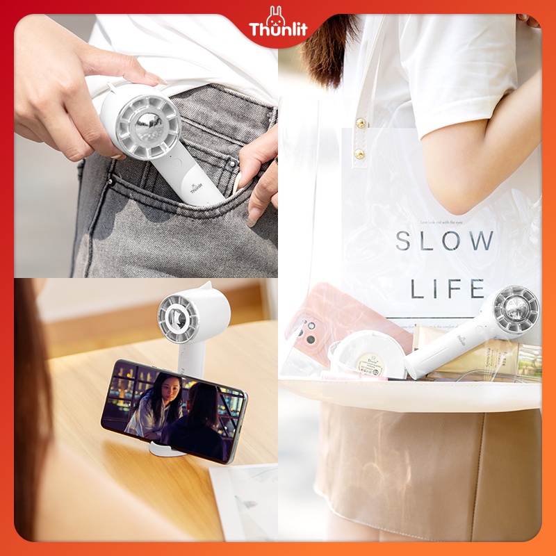 Quạt cầm tay Thunlit Hurricane dáng thẳng để bàn 1200mAh có thể sạc lại 3 tốc độ gió