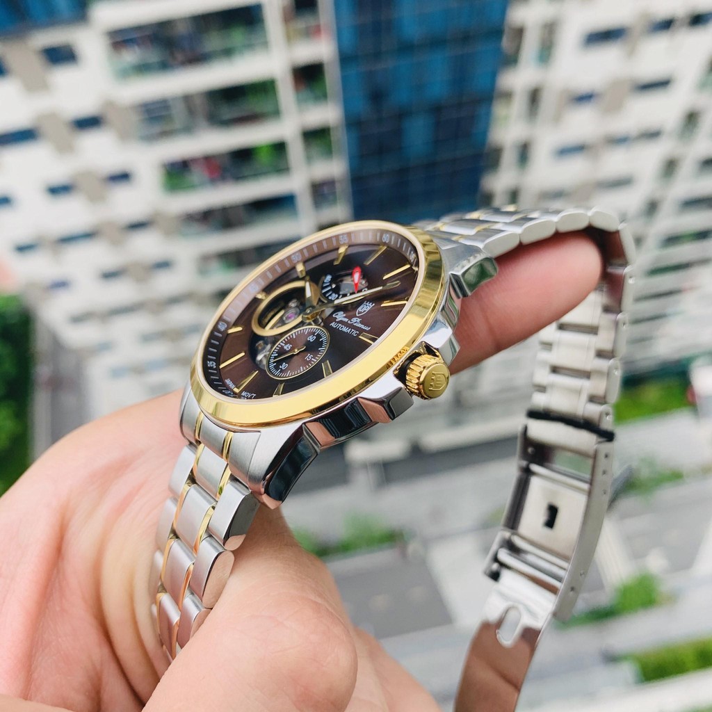 Đồng hồ nam dây kim loại mặt kính sapphire automatic Olym Pianus OP9908-88 OP9908-88