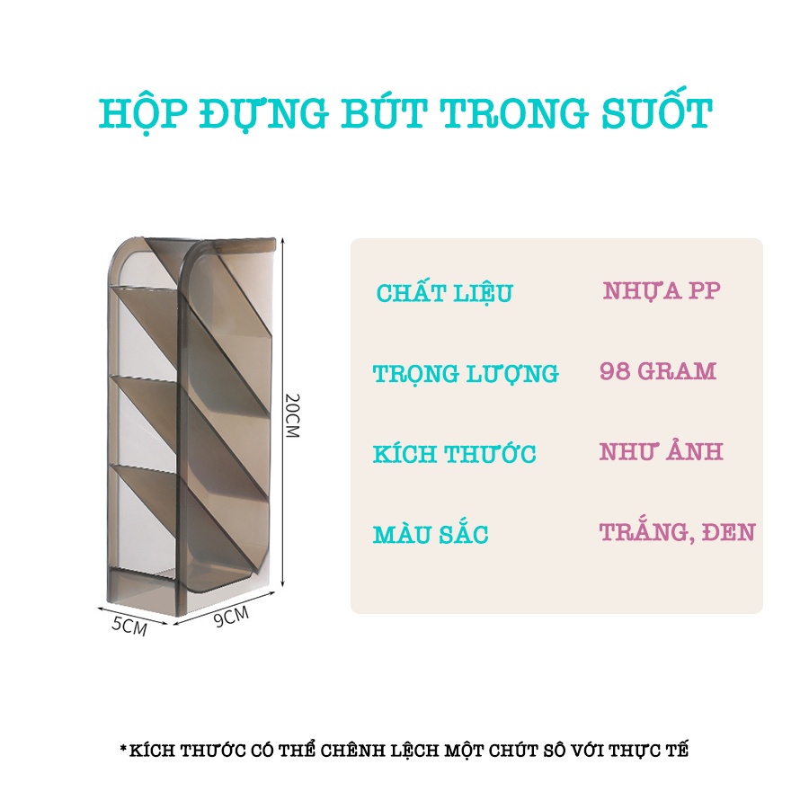 Hộp Đựng Bút, Mĩ Phẩm, Cọ Trang Điểm 4 Tầng Trong Suốt DIY Phong Cách Nhật Bản P004 [Rẻ]