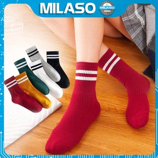 Tất vớ nữ cổ cao MILASO tất nữ cổ cao co giãn đi giày thể thao chạy bộ, gym, yoga đa năng viền kẻ FAS-001315