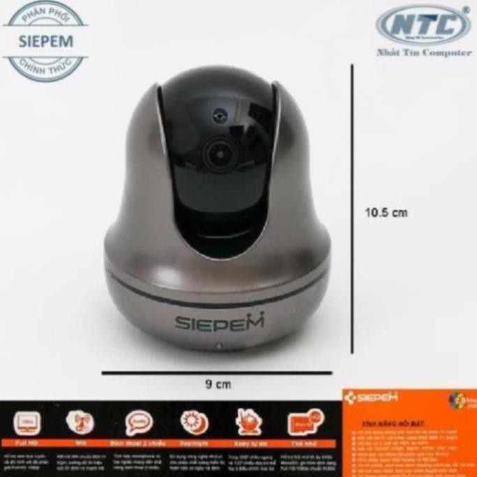 Camera IP Wifi SIEPEM S6812 Plus hỗ trợ FullHD 1080P - độ phân giải 2.0MP (Xám đen) + Kèm thẻ NTC U3 4K 32GB