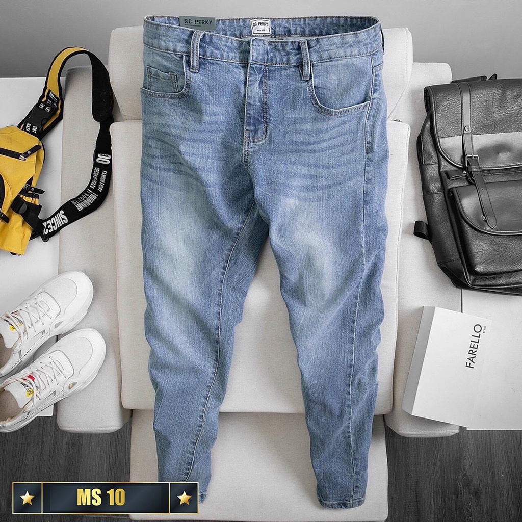 quần jean co giãn dáng ôm nhẹ xanh nhạt quần jean nam mã số 10