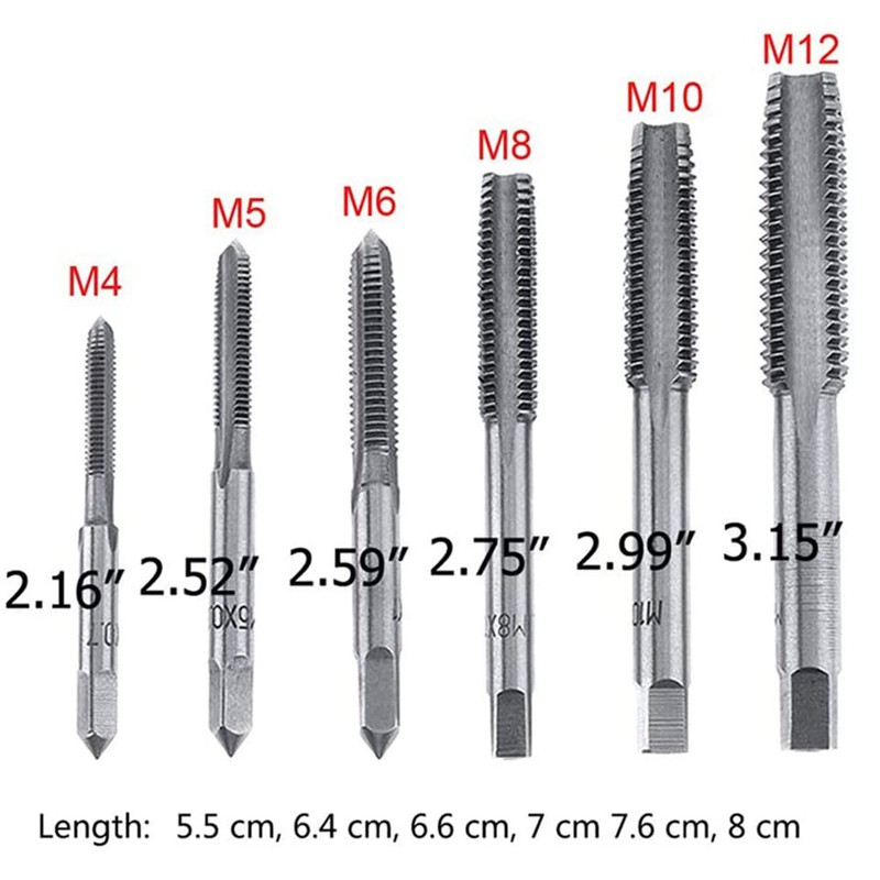 7Pcs 7.7Inch Long T-Handle Ratchet Tap Holder Adjustand Wrench with M4-M12 Machine Screw Thread Metric Plug Tap