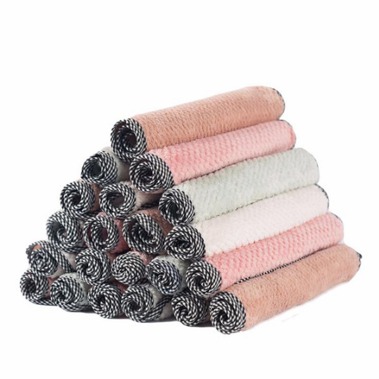 Combo 2 Khăn lau tay nhà bếp VIỀN KẺ, khăn lau bát đĩa siêu thấm hút nước có MÓC TREO