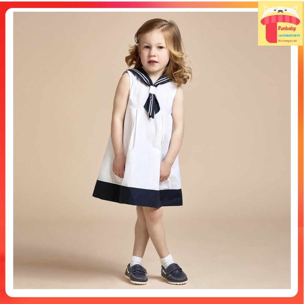 Váy thủy thủ cho bé 3-12 tuổi sát nách Jam & Jenny, Đầm bé gái chất cotton poplin siêu xịn sò thoáng mát