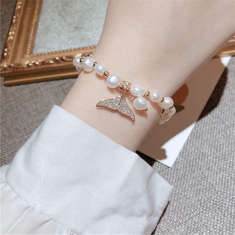 ✨Vòng tay đính đá zircon ngọc trai tự nhiên thời trang