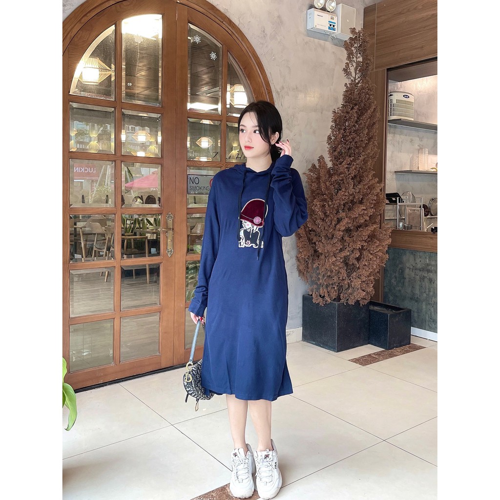 Váy len Hoodie dáng dài cao cấp, hàng VNXK Xịn, thiết kế dáng dài họa tiết dễ thương, chân váy xẻ tà đơn giản hack dáng | BigBuy360 - bigbuy360.vn