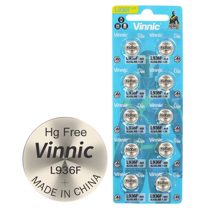 Vỉ 10 Pin cúc áo VINNIC AG9 / LR936 / 394A CHÍNH HÃNG dùng cho đồng hồ đeo tay thiết bị điện tử