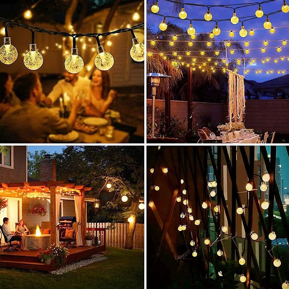 Dây đèn OSIDEN LED pha lê nhân tạo chống thấm nước năng lượng mặt trời cổ tích cho trang trí vườn ban công Giáng Sinh