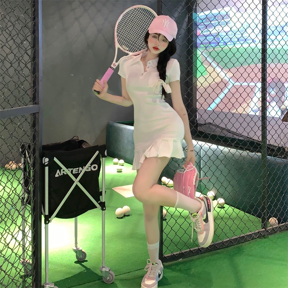 COZOK Đầm Tay Ngắn Cổ Bẻ Dáng Ôm Thời Trang Xinh Xắn Cho Nữ