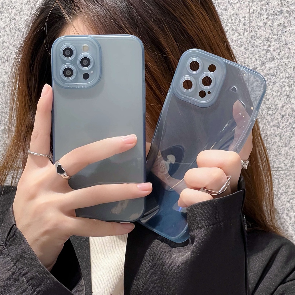 Ốp Điện Thoại Silicon Mềm Màu Xanh Dương Cho iphone 13 11 12 Pro MAX X XS MAX XR 7+ 8Plus