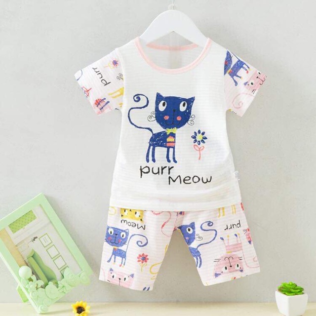 Đồ bộ cotton tre lửng bé gái đáng yêu