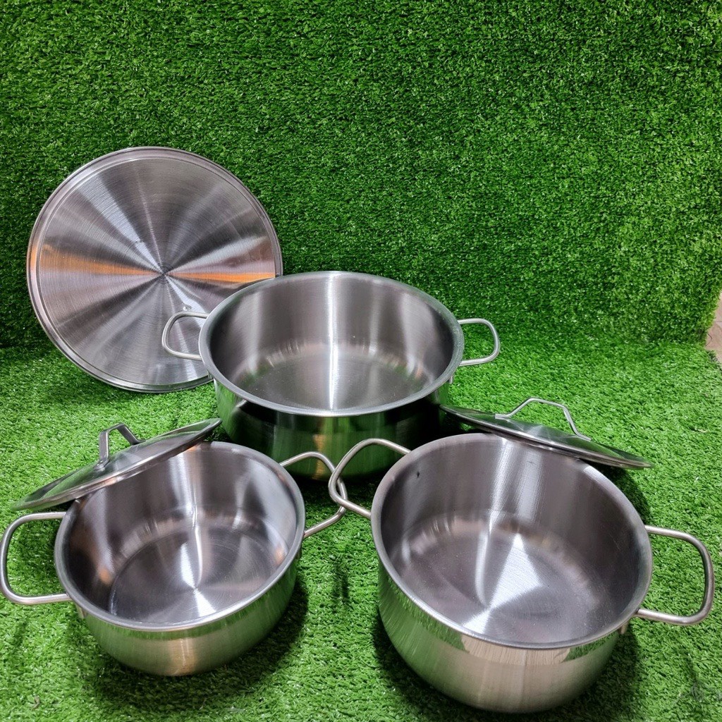 Bộ 3 nồi Inox 16cm - 20cm - 25cm dùng cho mọi loại bếp - bộ nồi inox Sony nhà bếp