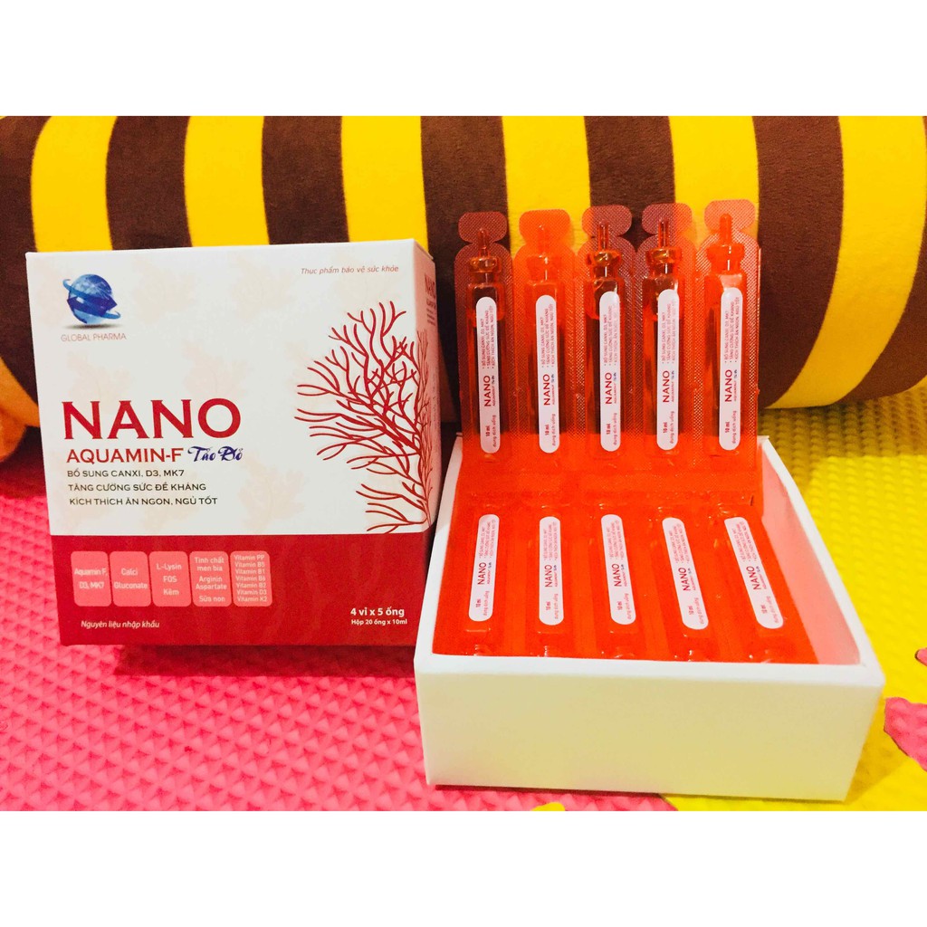✔️️️Nano Aquamin-F - Bổ sung CalciNano, Vitamin D3, MK7, acid amin từ Tảo Đỏ - Hộp 20 ống