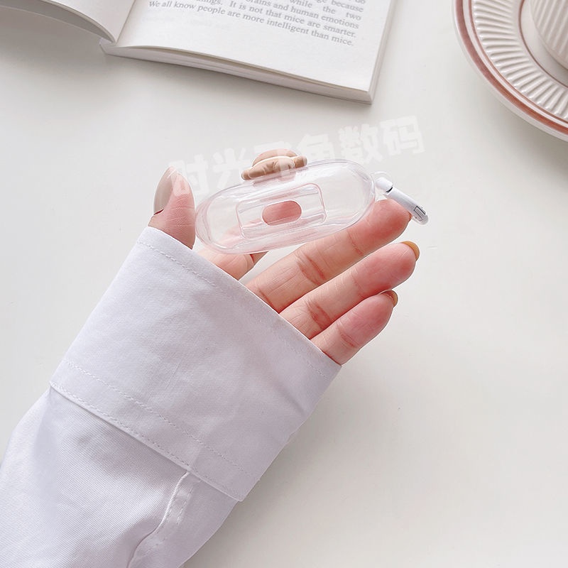 Vỏ Bảo Vệ Hộp Sạc Tai Nghe OPPO Enco Air 2 Mềm Trong Suốt Đính Nơ Và Ngọc Trai Có Dây Đeo