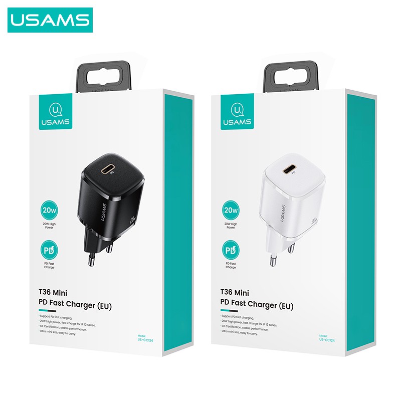 Usams Bộ Sạc Nhanh Mini PD 20W Phích Cắm EU Tiện Dụng