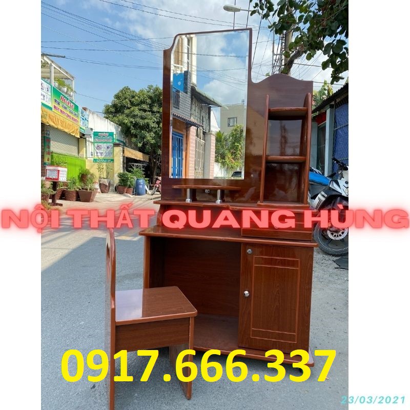 Bàn trang điểm kính vuông nâu cho chị em giá rẻ - Giao trong ngày HCM