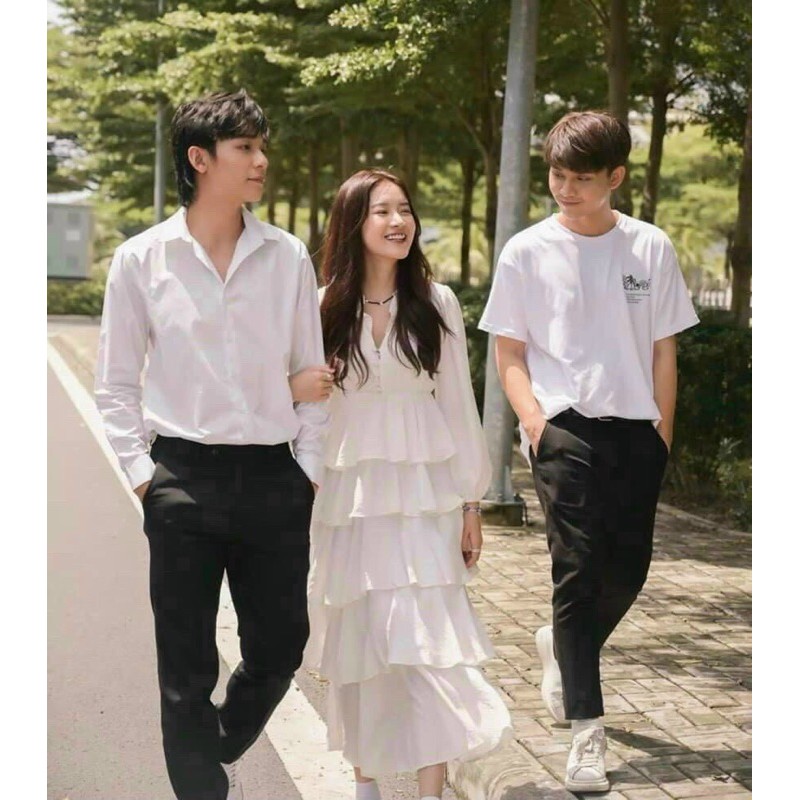 Đầm midi trắng tay phồng | BigBuy360 - bigbuy360.vn