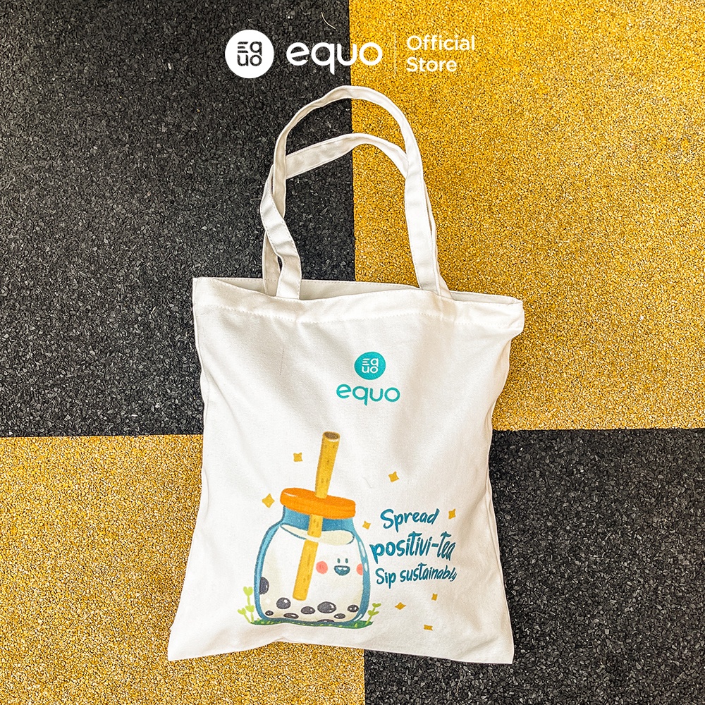 Túi vải EQUO thiết kế Spread positivi-tea sử dụng được nhiều lần size 35x40cm