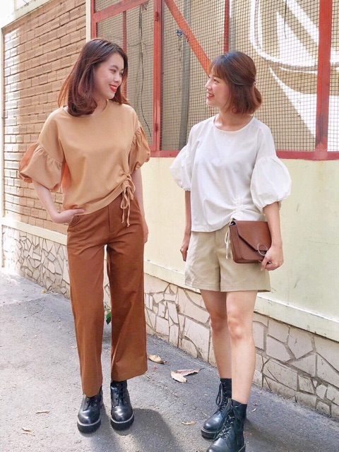 Charlot top rút dây tay phồng xinh iu