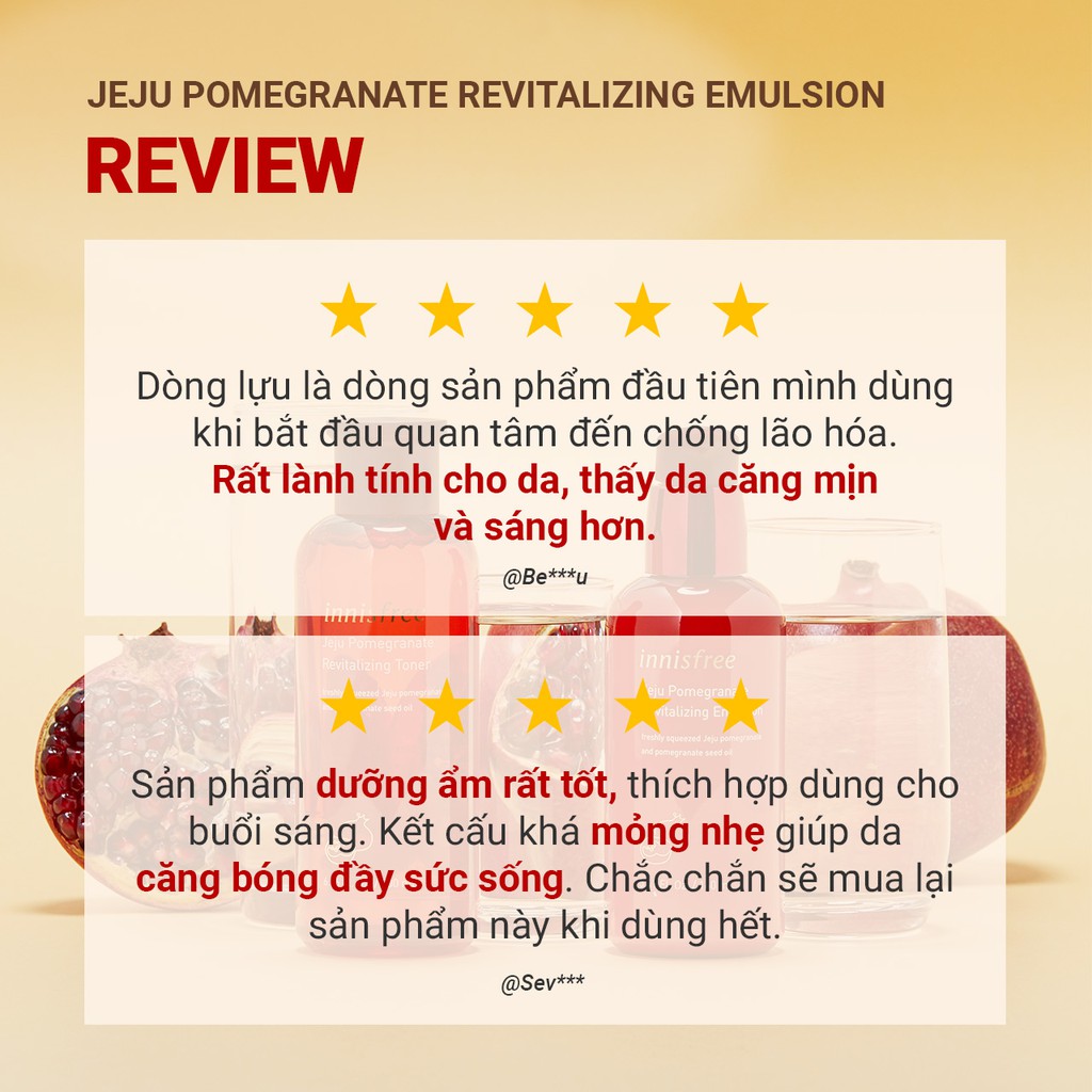 Sữa dưỡng ngăn ngừa lão hóa từ lựu innisfree Jeju Pomegranate Revitalizing Emulsion 160ml