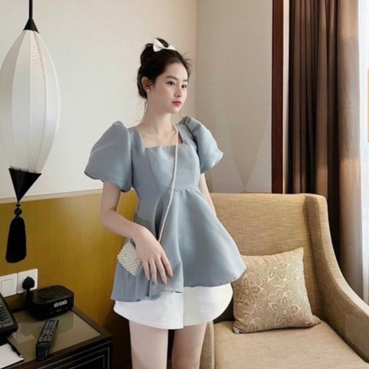 Set Áo Hở Lưng Lora xanh ( kèm mút ngực )