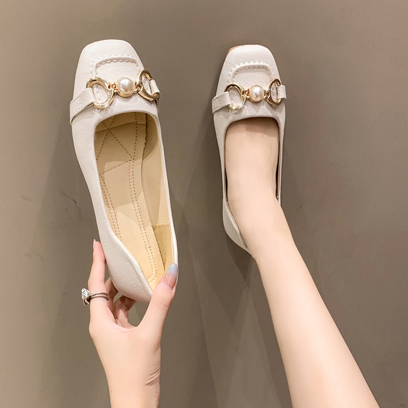 Giày Búp Bê Da Mũi Tròn Thời Trang Dành Cho Nữ