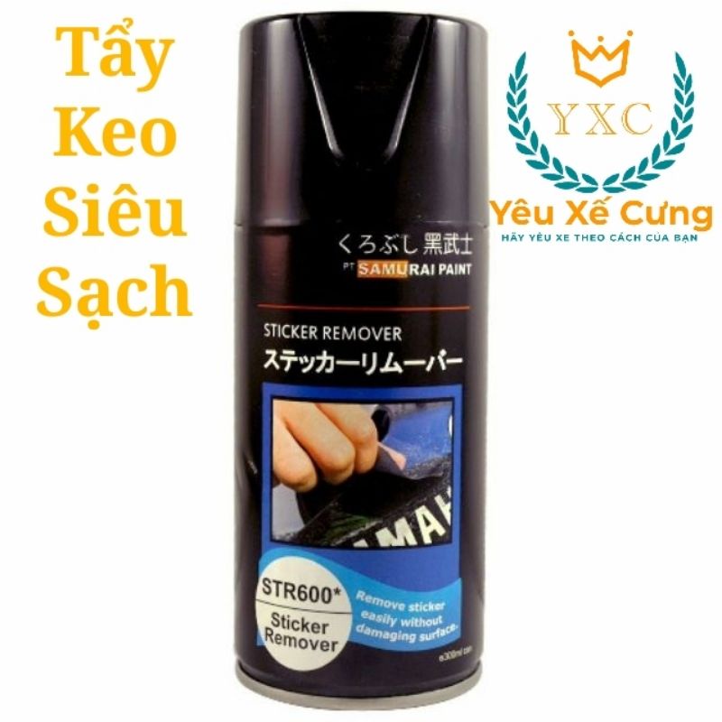 STR600 _ Chai tåy tem xe máy Samurai STR600* tẩy sạch keo dán xe _ Sticker Remover