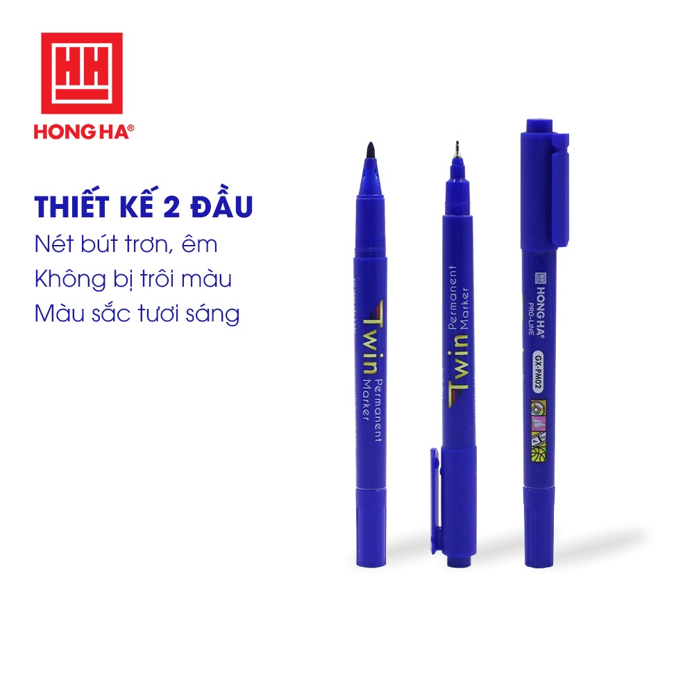 Bút lông dầu không xóa được GX-PM02, 2 đầu bút - Hồng Hà 6669 ANKICO