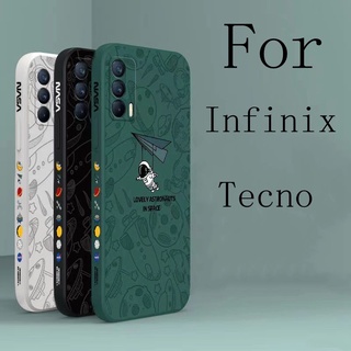 Infinix Note 12 Hot 12 Hot 12i Hot 12 Play Hot 12 Play NFC Smart 5 Smart 6 Smart 4 Smart 5 Pro Hot 10i zero X NEO zero X PRO zero X Tecno Spark 6 Go Spark 6 Air Spark 7 pro Spark 5 Air Spark Go 2020 Straight Edge 90° Astronaut Silicone Phone Case