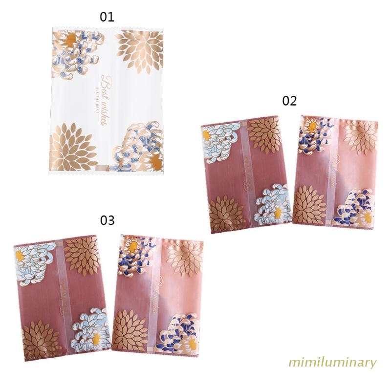 Set 100 túi nhựa đóng gói bánh trung thu đa dụng họa tiết hoa cúc