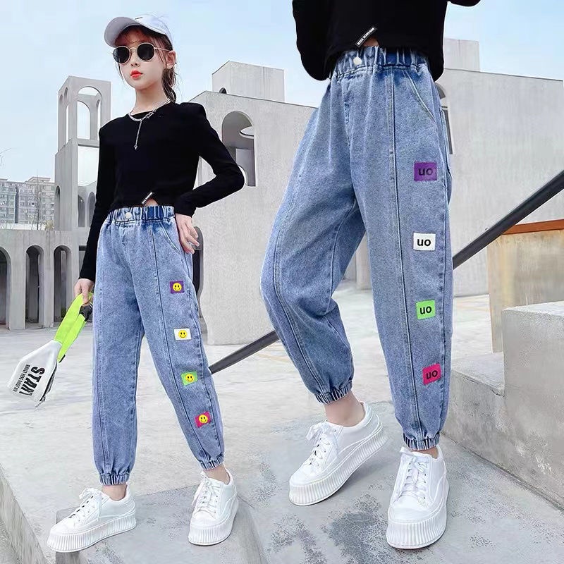 Quần Denim Ống Rộng Phong Cách Mới 2022 Cho Bé Gái