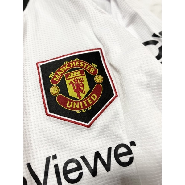 Set Bộ Quần áo bóng đá thể thao nam nữ chất vải gai thái clb mu manchester united sân khách áo trắng quần đen 2022 2023