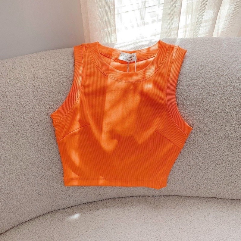 Áo Thun Croptop Sát Nách Nhíp Bo vòng 1 Viền chuẩn from HUYNE Denim