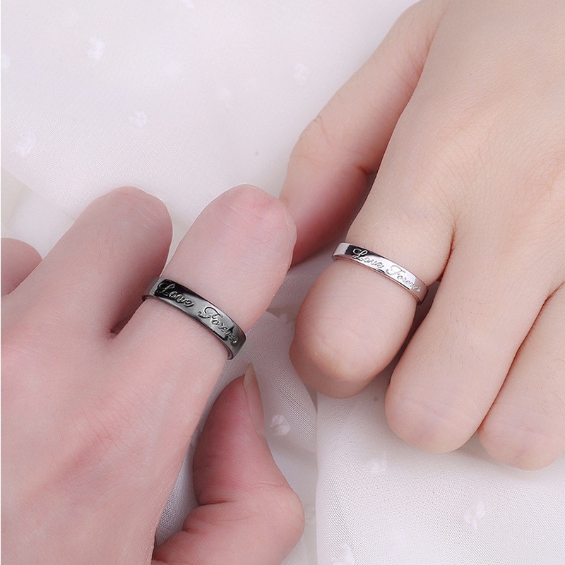 1 Nhẫn Khắc Chữ Đơn Giản Thời Trang Cho Cặp Đôi