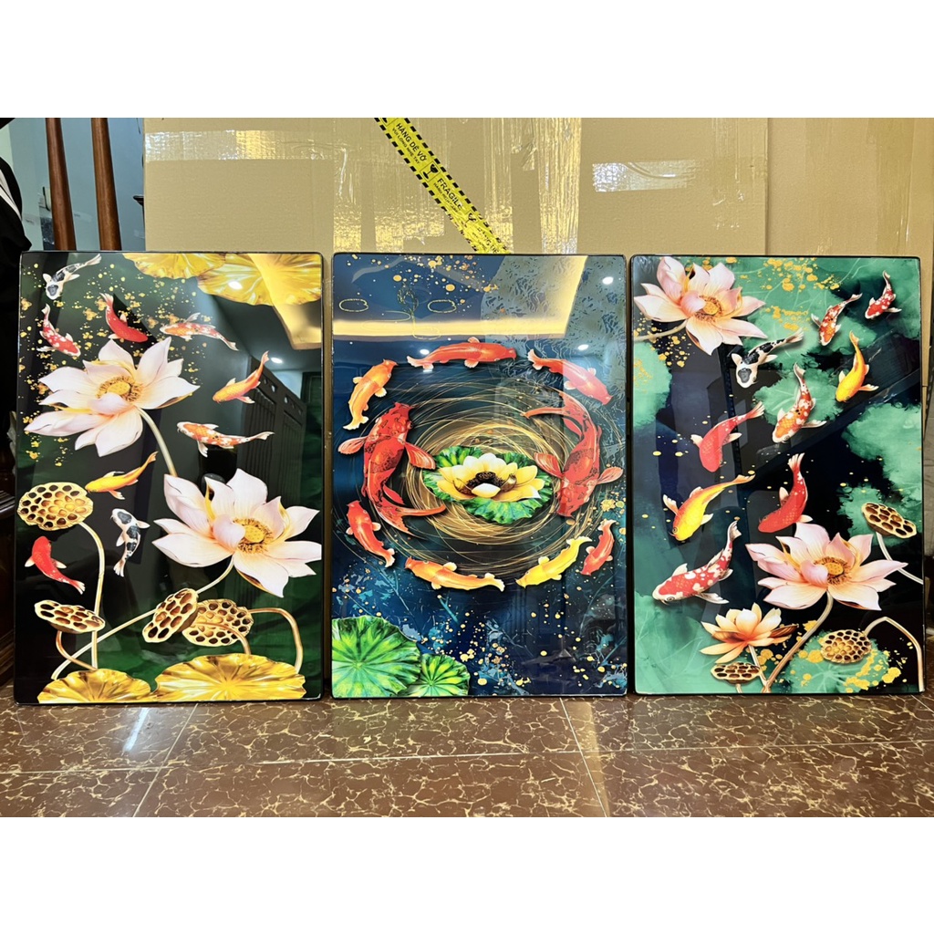 Tranh Treo Tường Bộ 3 Bức cầu thang Treo Phòng Khách/ Phòng Ngủ/ Game Gaming kèm Đinh 3 Chân