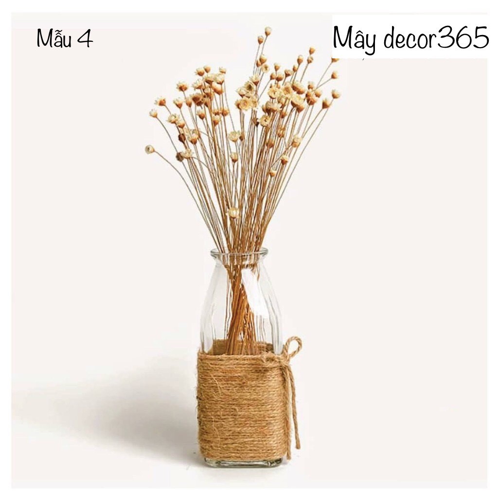 Lọ thủy tinh trang trí dây thừng, bình thủy tinh decor, đá decor, Trang trí quà tặng 8/3