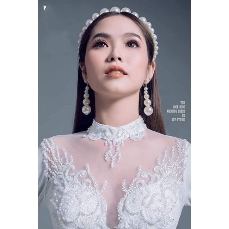 cài hạt trai nhân tạo ( kèm hoa tai)