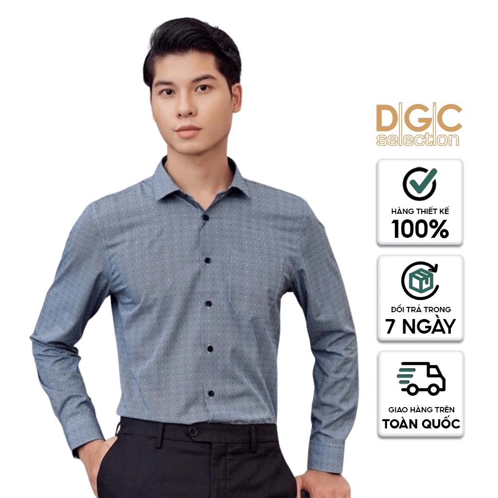Áo sơ mi nam dài tay DGCs dáng suông họa tiết hiện đại, chất vải ít nhăn thoáng mát thấm hút tốt SASDBB03M