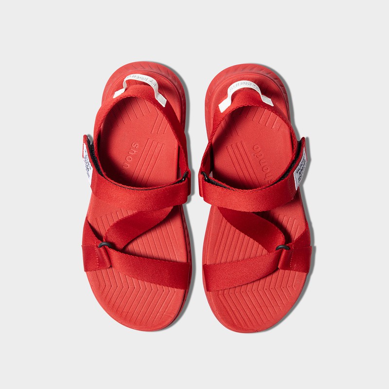 Giày Sandals Nam Nữ Unisex Shondo F7 Racing Đế Đỏ Phối Trắng Quai Đỏ F7R6262