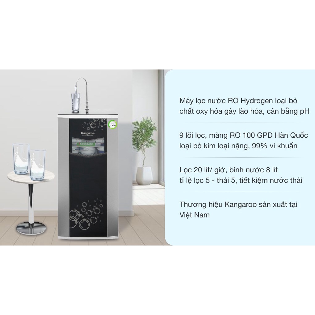 Máy lọc nước Kangaroo R.O Hydrogen VTU KG100HA 9 lõi-  Điện máy Sunmy- Bảo hành chính hãng