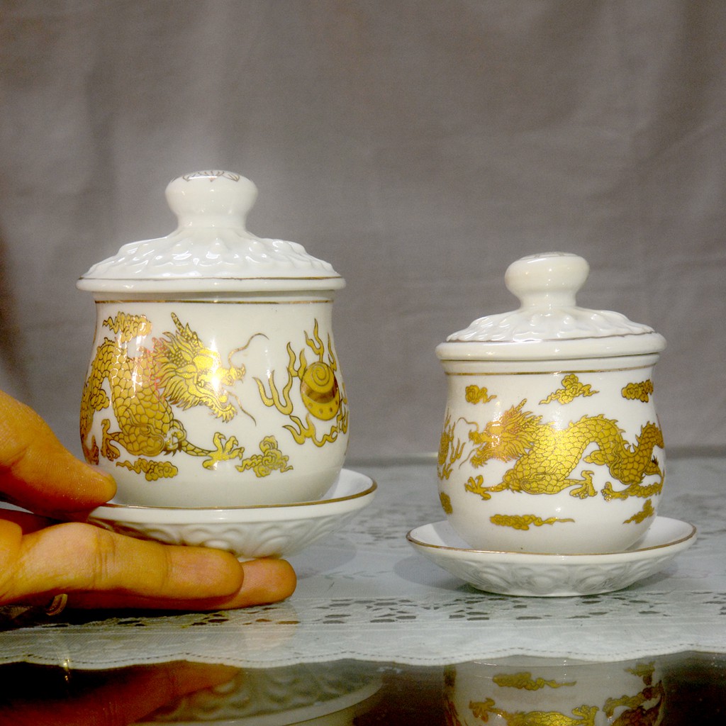 Ly nước thờ cúng rồng vàng