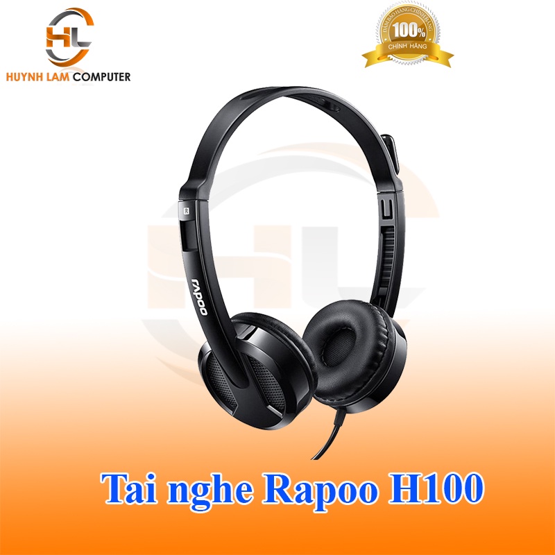 Tai nghe chụp tai Rapoo H100 JACK 3.5mm có dây âm thanh chất lượng cao - Hàng chính hãng