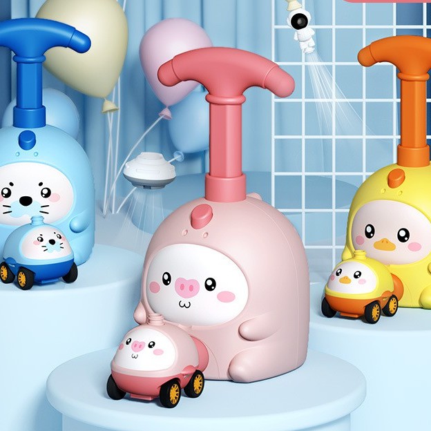 Đồ Chơi Xe thú Chạy Bằng Khí Kiêm Bơm Thổi Bong Bóng Cho Bé - BỐ KHỦNG LONG