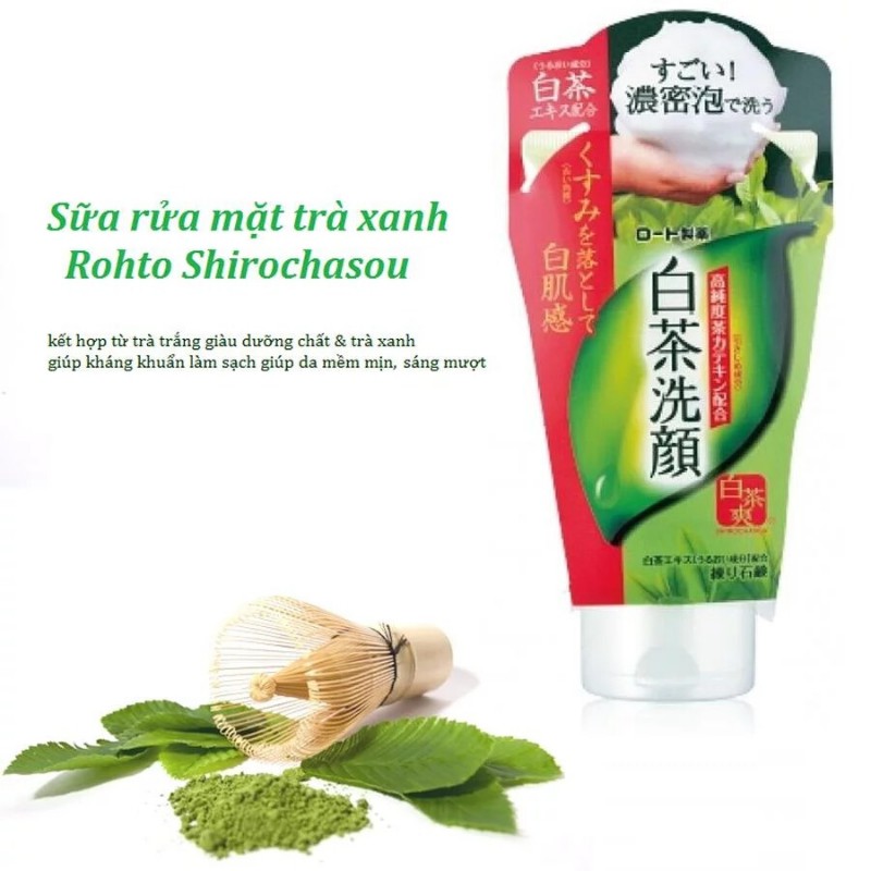 Sữa rửa mặt trà xanh Rohto Shirochasou ngăn ngừa mụn